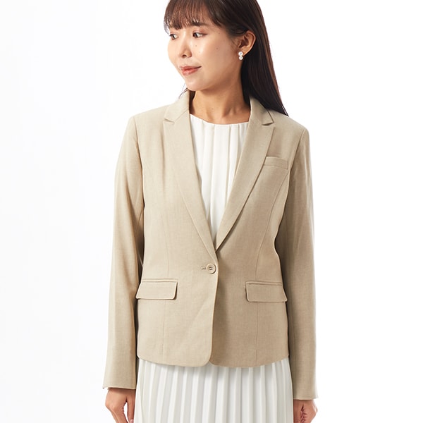 スーツセレクト（SUIT SELECT）/【オールシーズン】1釦ジャケット レディース ベージュ ウォッシャブル セットアップ商品