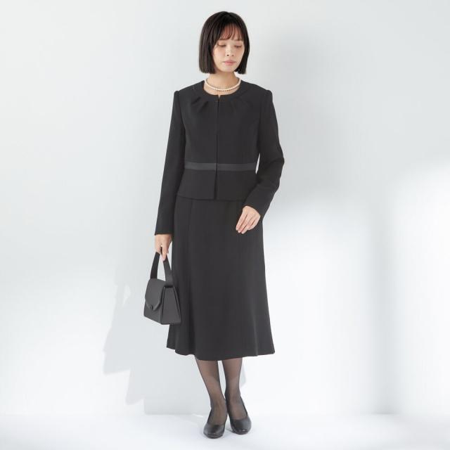 スーツセレクト（SUIT SELECT）/【ブラックフォーマル/セレモニー対応可】ノーカラー前開きアンサンブルワンピース ジャケット_1