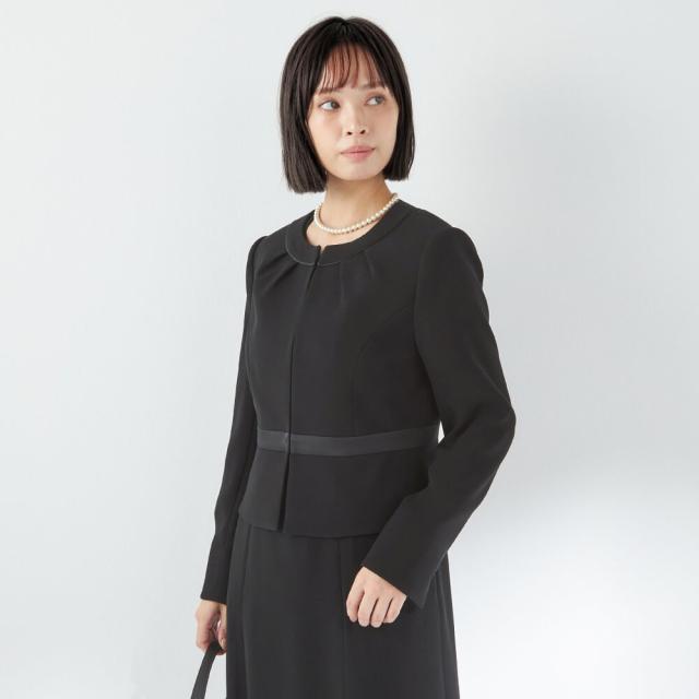 スーツセレクト（SUIT SELECT）/【ブラックフォーマル/セレモニー対応可】ノーカラー前開きアンサンブルワンピース ジャケット_6