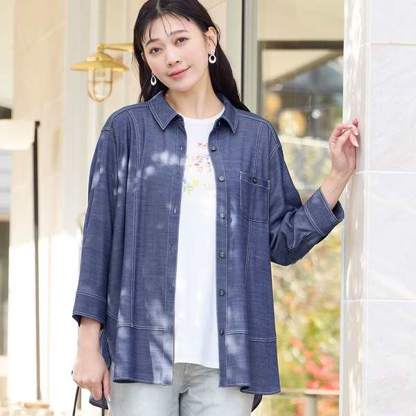 ミゼール（missel）/【セットアップ可】デニムライク ストレッチシャツの通販は