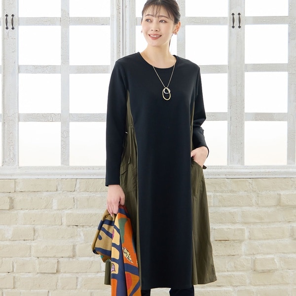 ミゼール（missel）/【洗える・3L/4Lサイズあり】タフタドッキングワンピース