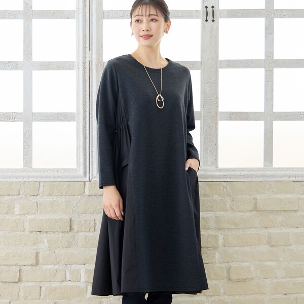 ミゼール（missel）/【洗える・3L/4Lサイズあり】タフタドッキングワンピース_2