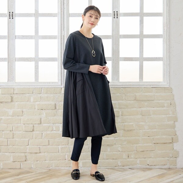 ミゼール（missel）/【洗える・3L/4Lサイズあり】タフタドッキングワンピース_6