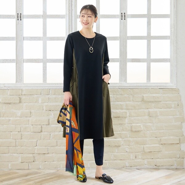 ミゼール（missel）/【洗える・3L/4Lサイズあり】タフタドッキングワンピース_15