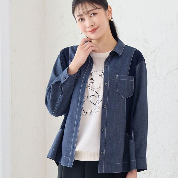 ミゼール（missel）/【洗える】リブ使いデニムシャツ シャツ