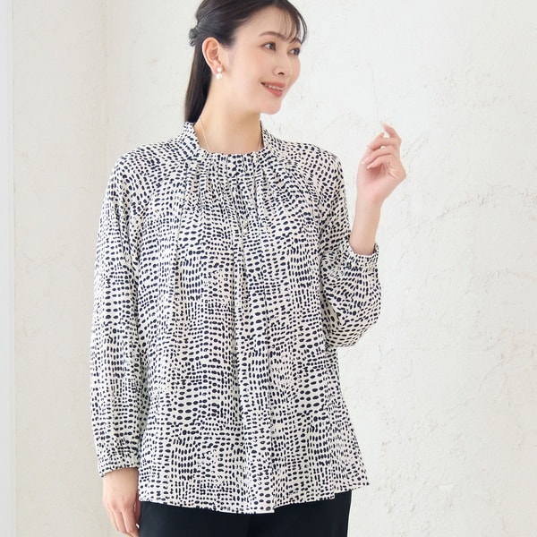 ミゼール（missel）/【洗える】ドット柄ギャザーブラウス