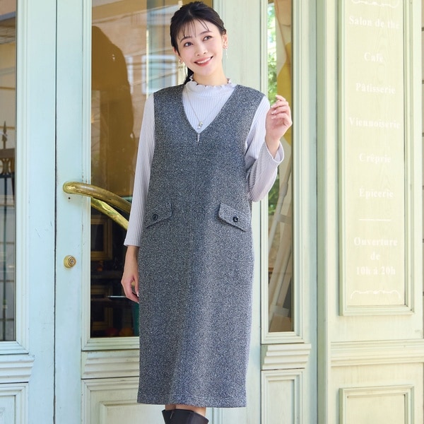 ミゼール（missel）/【3L/4Lサイズあり】ツイードニット ジャンパードレス