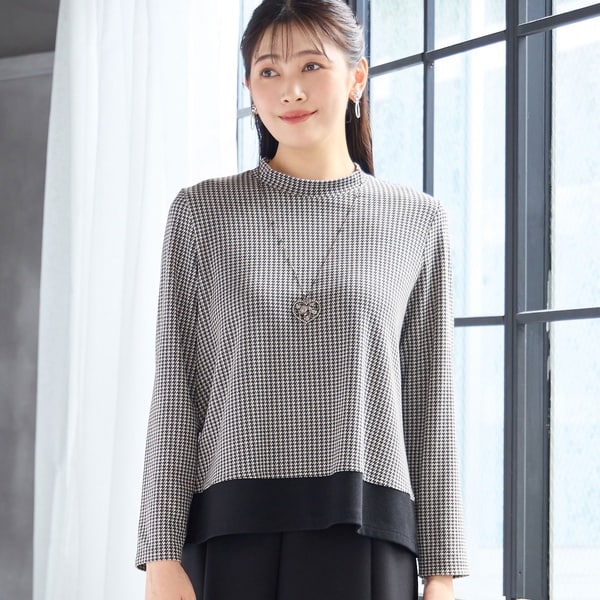 ミゼール（missel）/【洗える・3L/4Lサイズあり】千鳥柄カットソー