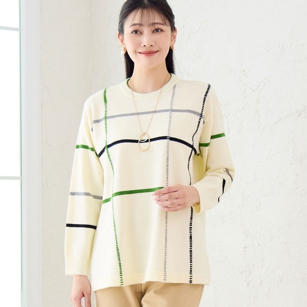 ミゼール（missel）/ステッチ風チェックセーター