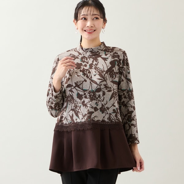 ミゼール（missel）/【洗える・3L/4Lサイズあり】花柄ペプラムカットソー