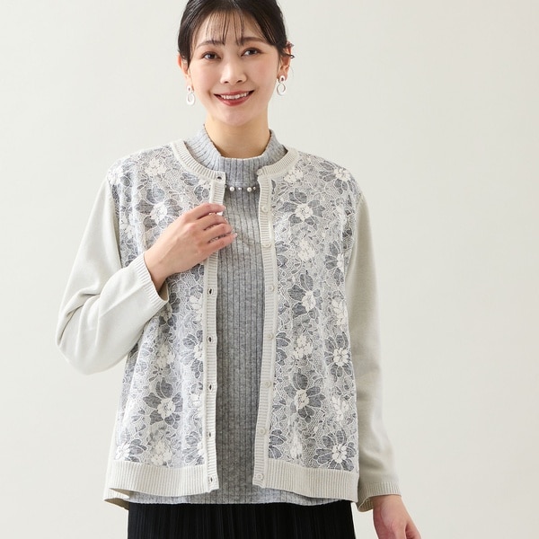 ミゼール（missel）/【アンサンブル可・3L/4Lサイズあり】フロントレースカーディガン