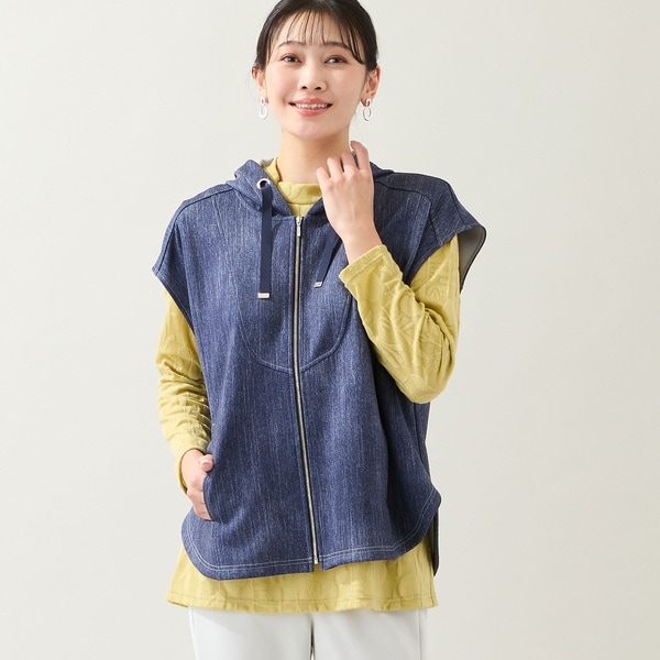 ミゼール（missel）/【洗える・快適ストレッチ・L〜3Lサイズ】デニム柄ベスト