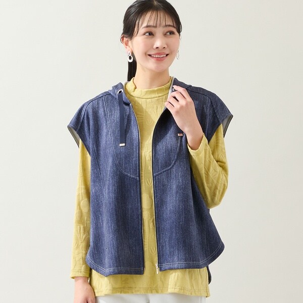 ミゼール（missel）/【洗える・快適ストレッチ・L〜3Lサイズ】デニム柄ベスト_6