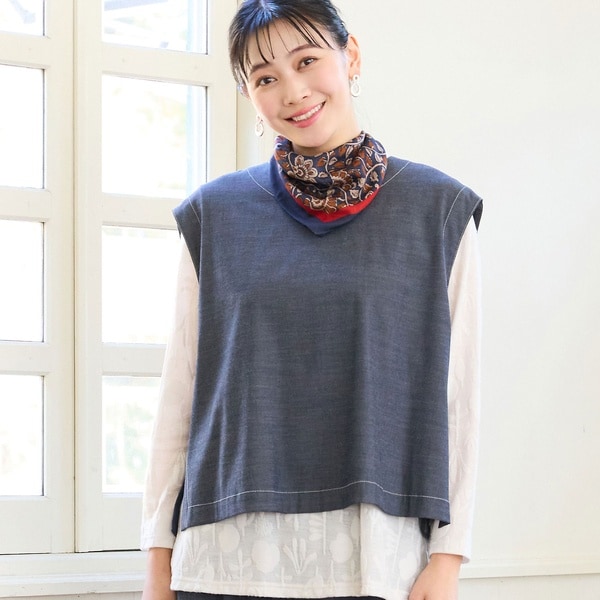 ミゼール（missel）/【洗える・前後2WAY・セットアップ可・L〜4Lサイズ】ハニカムデニムベスト