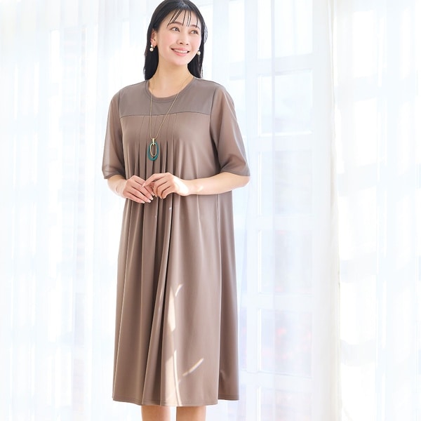 ミゼール（missel）/【洗える・体型カバー・L〜4Lサイズ】シアースリーブワンピース