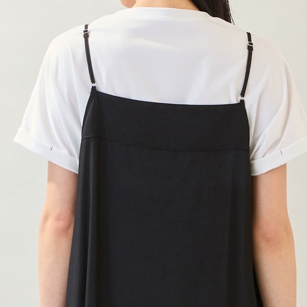 ミゼール（missel）/【洗える・体型カバー・M〜3Lサイズ】レーストリムキャミワンピース（ブラック）_6