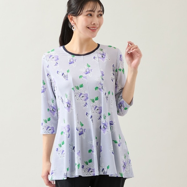 ミゼール（missel）/【洗える・日本製・L〜4Lサイズ】フラワーフレアチュニック