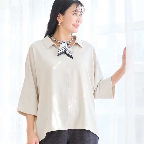ミゼール（missel）/【洗える・接触冷感・セットアップ可・3Lサイズあり】スキッパーブラウス