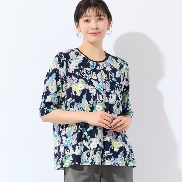 ミゼール（missel）/【洗える・日本製・綿100・L〜4Lサイズ】アートフラワーTシャツ 7,300円