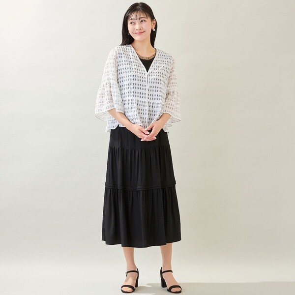 ミゼール（missel）/【洗える・M〜3Lサイズ】シアーチェックペプラムブラウス_7