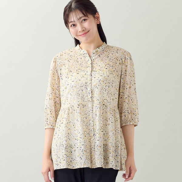 【NEW】ミゼール（missel）/【洗える・綿100・L〜4Lサイズ】綿ローン小花ブラウス