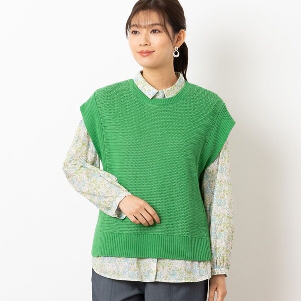 【NEW】ロブジェ（LOBJIE）/クルーネック コットンニットベストの通販は 8,217円