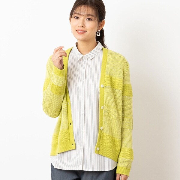 【NEW】ロブジェ（LOBJIE）/ボーダー編み Vネックカーディガンの通販は