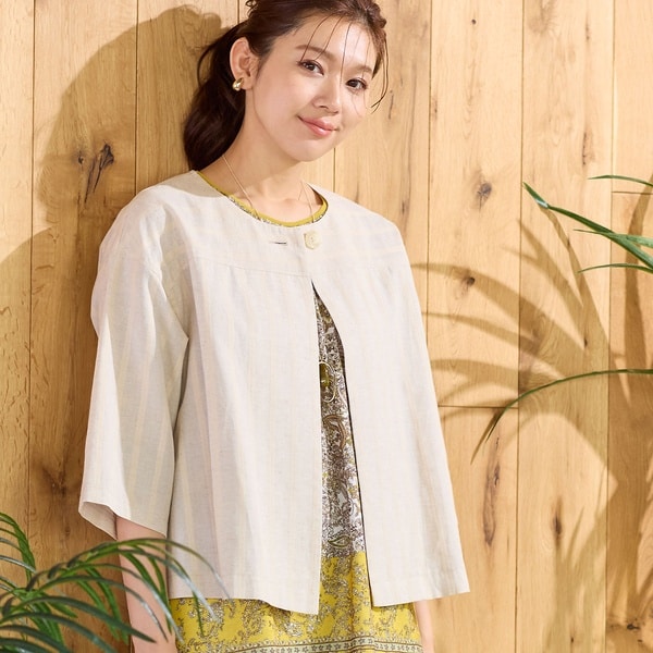 ロブジェ（LOBJIE）/【洗える・ドライタッチ・セットアップ可能】綿麻ストライプブラウス