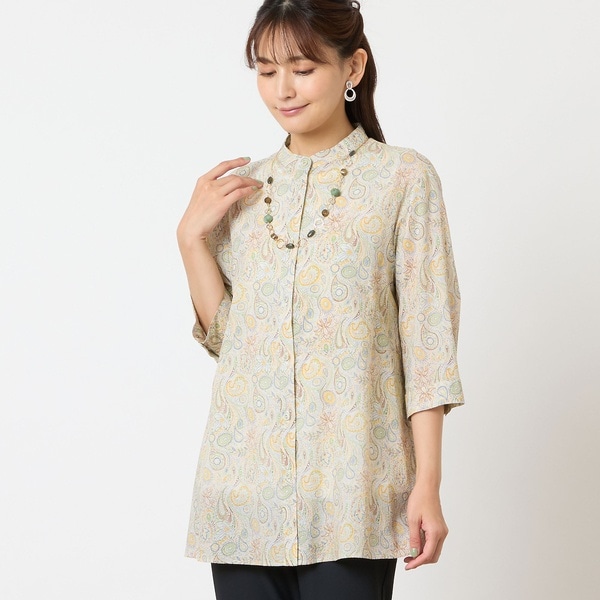 ロブジェ（LOBJIE）/【リバティプリント・洗える・綿100】ペイズリー柄チュニックシャツ
