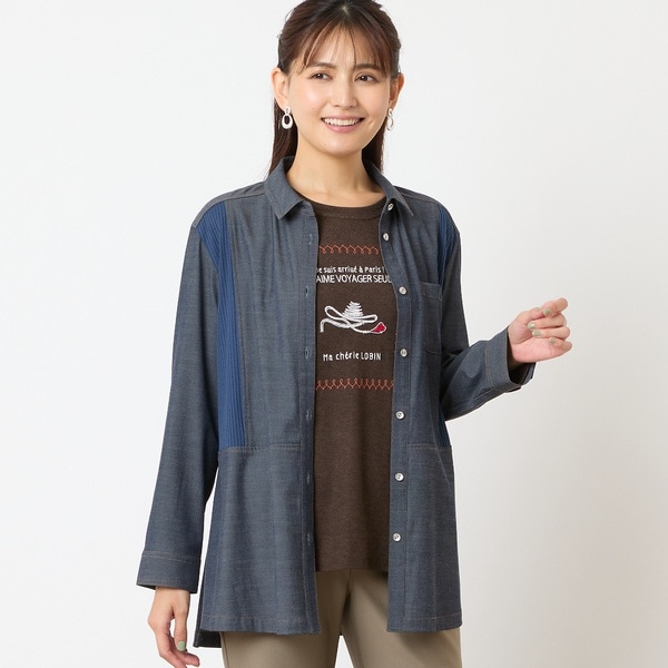 ロブジェ（LOBJIE）/【洗える】サイドリブデニムシャツ