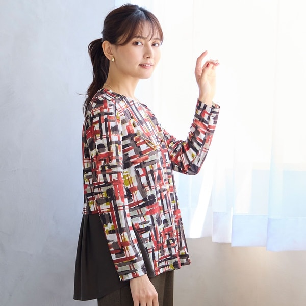 ロブジェ（LOBJIE）/【洗える・日本製】チェック柄カットソー