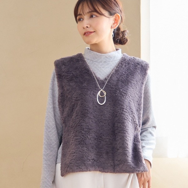 ロブジェ（LOBJIE）/サイドベルトつき フェイクファーベスト