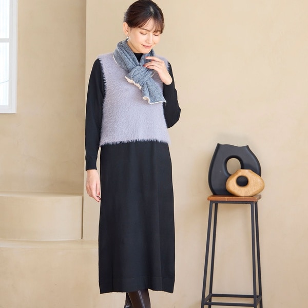 ロブジェ（LOBJIE）/【アンサンブルアイテム】ベストつきニットワンピース