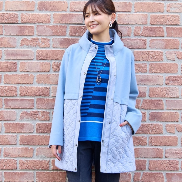 ロブジェ（LOBJIE）/ニット×キルティングコート（ブルー）