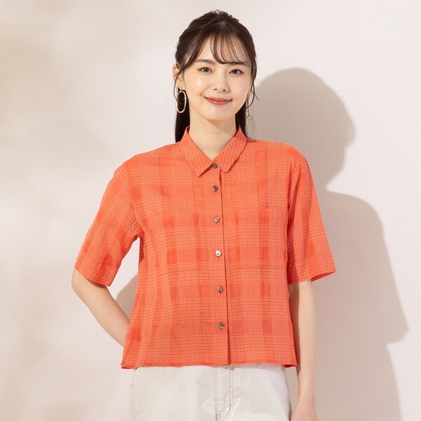 リリアンビューティ エクラ（Liliane Burty ECLAT）/【S・Mサイズ】シアーチェック　ショート丈ブラウス［同素材アイテム有］の通販は