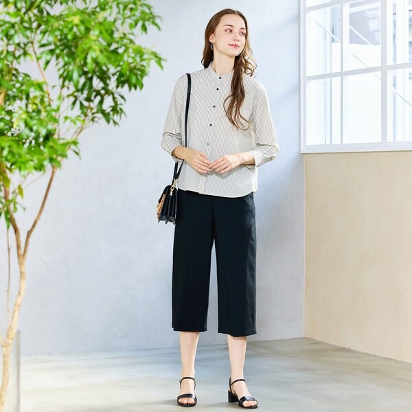 リリアンビューティ エクラ（Liliane Burty ECLAT）/【S・Mサイズ】FABRICA　綿ストライプバンドカラーブラウス_7