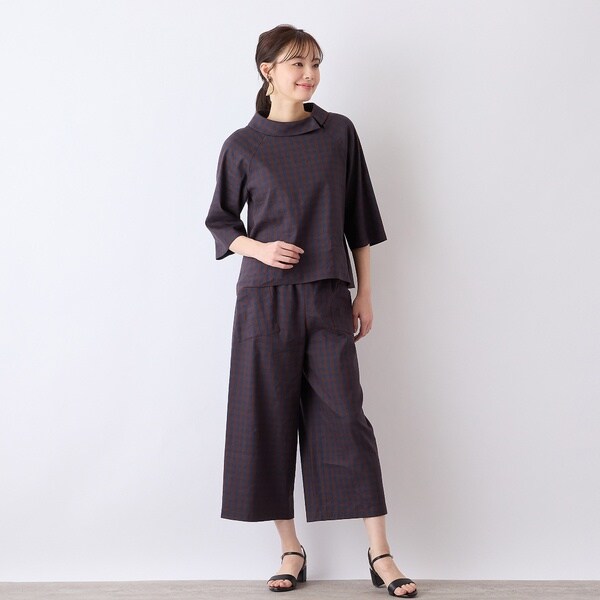 リリアンビューティ エクラ（Liliane Burty ECLAT）/【洗える】リネンチェックプルオールゴムパンツ_7