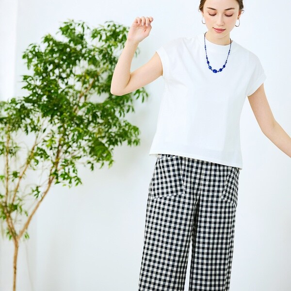 リリアンビューティ エクラ（Liliane Burty ECLAT）/【洗える】リネンチェックプルオールゴムパンツ_14
