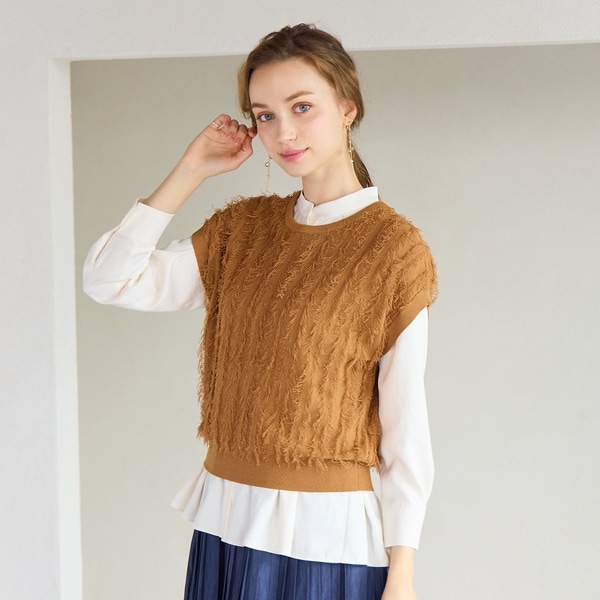 リリアンビューティ エクラ（Liliane Burty ECLAT）/ギマフリンジ　プルオーバーニット