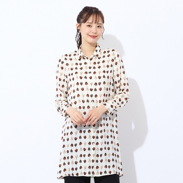 リリアンビューティ エクラ（Liliane Burty ECLAT）/【洗える】チョコレートプリントロングブラウス