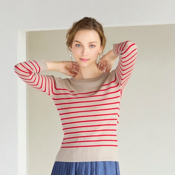 リリアンビューティ エクラ（Liliane Burty ECLAT）/【洗える】リブボーダープルオーバーニット