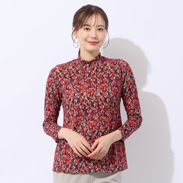 リリアンビューティ エクラ（Liliane Burty ECLAT）/【洗える】フランス製素材起毛幾何柄Tシャツ