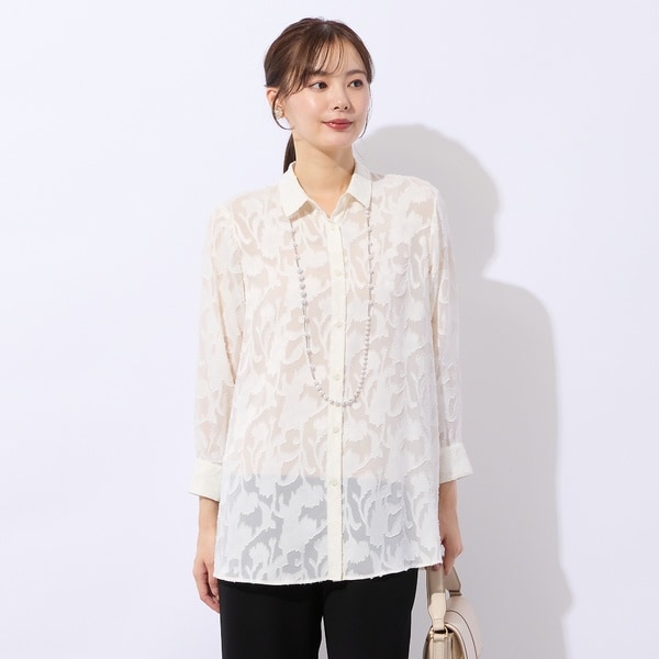 リリアンビューティ エクラ（Liliane Burty ECLAT）/【洗える】シフォンジョーゼットカットジャカードブラウス