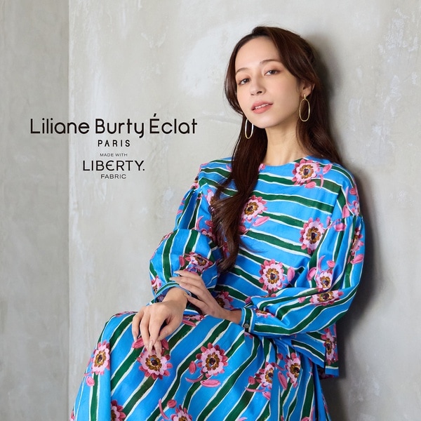 リリアンビューティ エクラ（Liliane Burty ECLAT）/【洗える/セットアップ対応】リバティ　ストライプフラワーブラウス