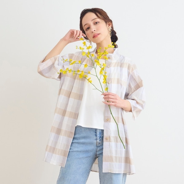 リリアンビューティ エクラ（Liliane Burty ECLAT）/【洗える】コットンブロックチェックブラウス