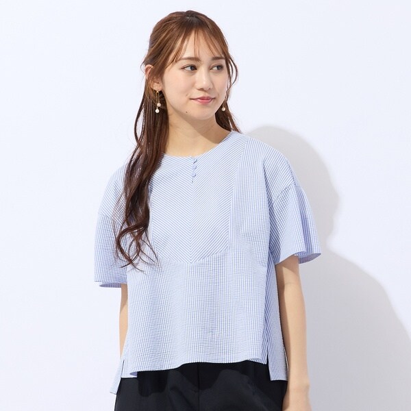 リリアンビューティ エクラ（Liliane Burty ECLAT）/【洗える】シアサッカープルオーバーTシャツ