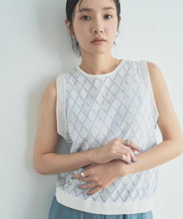 オードリーアンドジョンワッド（Audrey and John Wad）/【Audrey and John Wad】ダイヤ柄ジャガードニットプルオーバー −洗濯機洗い可−の通販は 8,712円