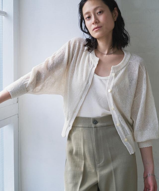 オードリーアンドジョンワッド（Audrey and John Wad）/【Audrey and John Wad】2way和紙混ホールガーメントシアーニットカーディガン