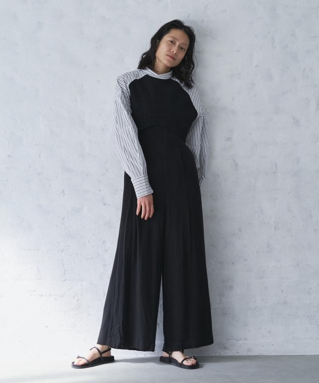 オードリーアンドジョンワッド（Audrey and John Wad）/【2サイズ展開】リネン混バッククロスオールインワン オードリーアンドジョンワッド（Audrey and John Wad）/【2サイズ展開