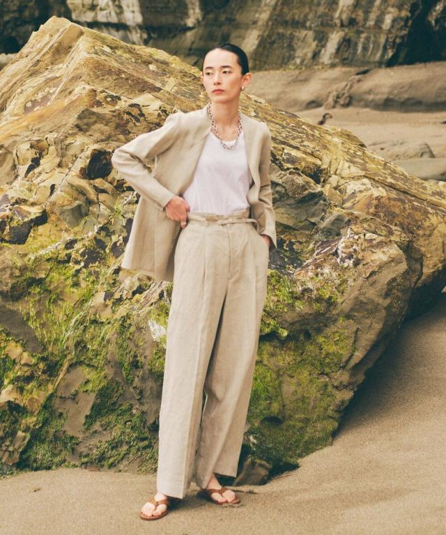 オードリーアンドジョンワッド（Audrey and John Wad）/【Audrey and John Wad】リネンキャンバスベルト付きワイドパンツの通販は 17,600円